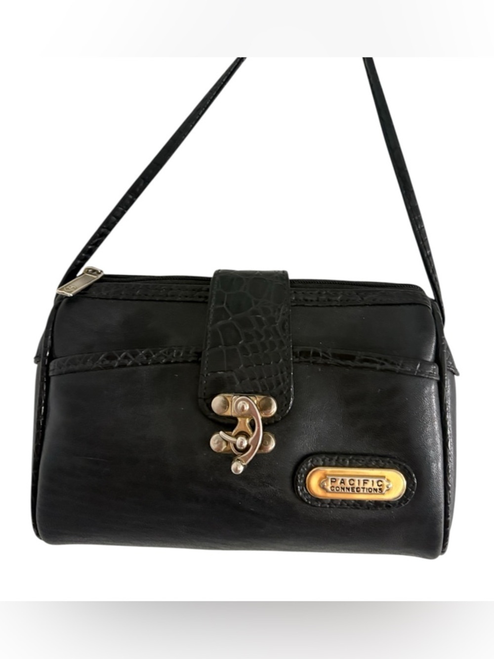 Vintage Pacific Connections Croc Black Leather Small Handbag